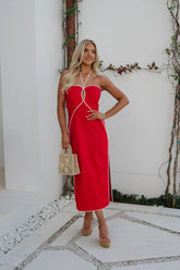 Leon Halter Midi Dress-Red