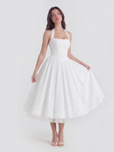 Lace-Up Halter Midi With Exposed Tulle Hem