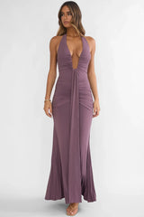 Brienna Halter Maxi Dress Mauve