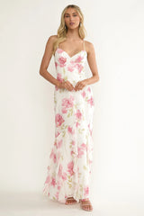 Charlisa Ruffle Maxi Dress Floral White