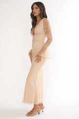 Lysandra Lace Maxi Dress Beige