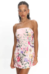 Gardenia Mini Dress - Strapless Floral Embroidered Mini