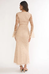 Lysandra Lace Maxi Dress Beige
