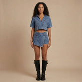 Blake Wrap Denim Set
