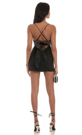 Bow Tie Bodycon Dress in Black