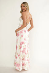 Charlisa Ruffle Maxi Dress Floral White