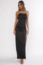 Glitterati Halter Maxi Dress Black