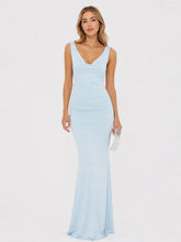 Pearl Open Back Maxi Dress In Light Blue