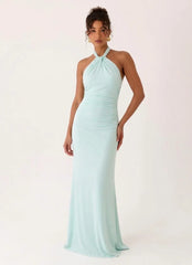 Samaria Halter Maxi Dress Blue