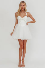 Princessa Halter Mini Dress White