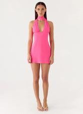 Melisande Scarf Neck Mini Dress Fuchsia
