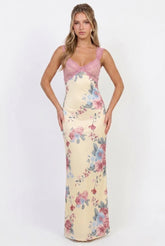 Sweet Tea Mesh Floral Maxi Dress