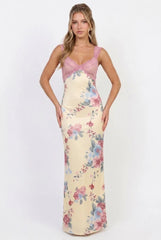 Sweet Tea Mesh Floral Maxi Dress