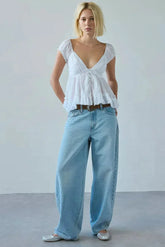 Celeste Lace V Neck Top