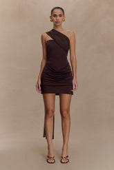 Mattea Slinky Mesh Mini Dress With Scarf