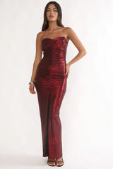 Nerina Strapless Maxi Dress Red
