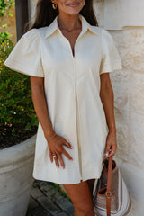 Sydney V-Neck Pleated Mini Dress-Butter Yellow