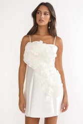 Cosmique Ruffle Mini Dress White