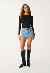 Carly Denim Mini Skort