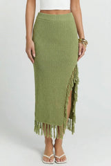 Catalina Island Tassel Midi Skirt