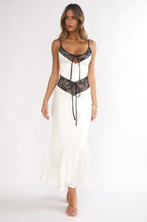 Luna Lace Trim Maxi Dress Oyster