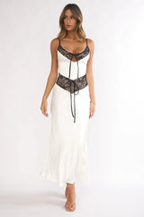 Luna Lace Trim Maxi Dress Oyster