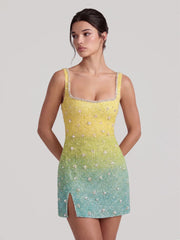 Dazzling Ombré Sequined & Beaded Mini Dress
