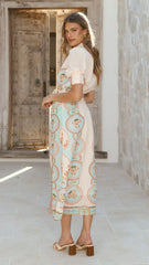 Magnolia Midi Dress - Acacia Palm Cream