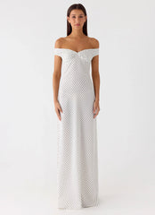 Melany Maxi Dress White Polkadot