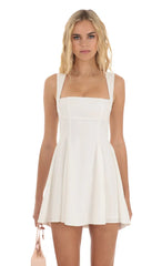 Back Bow Fit and Flare Dress in Ivory