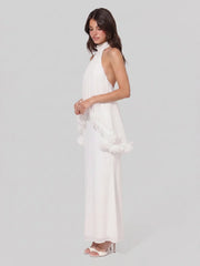Halter Cape Gown With Finesse Floral Trim