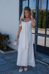 Lana Bow Dress-Cream
