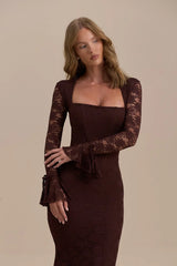 JULIETTE LACE MAXI DRESS | CHOCOLATE