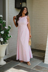 Hollie Eyelet Maxi Dress-Light Pink