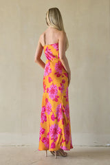 Santana Floral Satin Maxi Dress