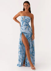 Eden Strapless Maxi Dress Blue