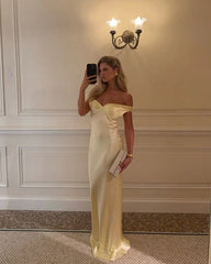 Alicia | Women'S Off-Shoulder Satin Maxi Wedding Guest Dress