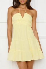 Styled For Sunsets Halter Mini Dress Yellow
