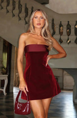 Velvet Bandeau Mini Dress