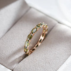 Women's Olive Cubic Zirconia Eternity Ring | Gold-Plated Marquise Stone Band