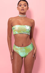 Party Sequin Swim Set in Lime Green