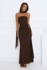 Luxe Strapless Maxi Dress Chocolate