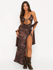 High Voltage Maxi Dress Mahogany Leaffall