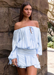 Eira Balloon Sleeve Mini Dress Blue