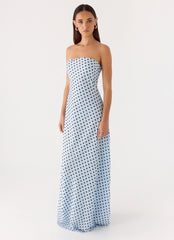 Chaniva Maxi Dress Blue Mocha Dot