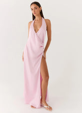 Chellie Wrap Maxi Dress Pink