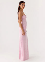 Natty Lace Mesh Maxi Dress Petal Pink