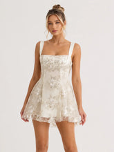 Floral Sequin Tulle Dress In White