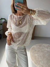 Monica | Women'S Round Neck Sequin Mesh Top