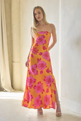 Santana Floral Satin Maxi Dress